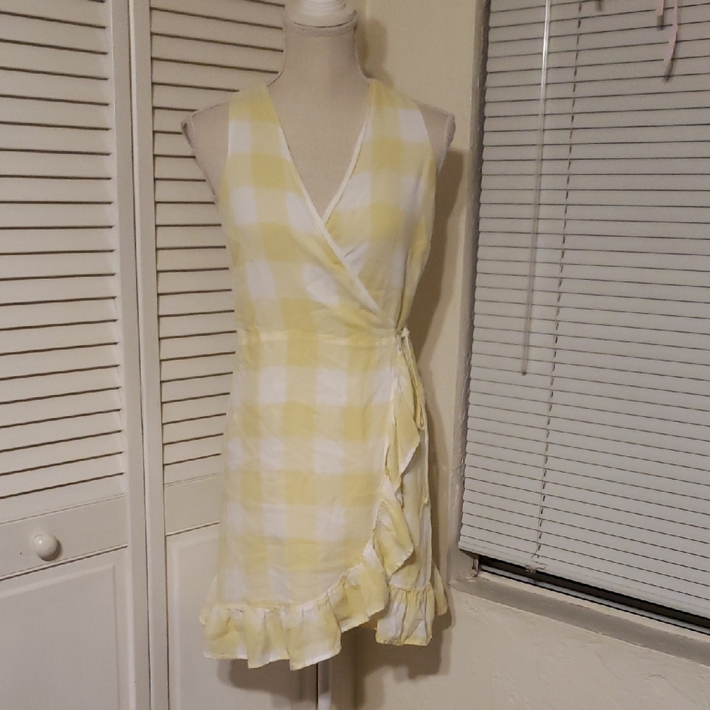 Rails Yellow and White Plaid Mini Dress